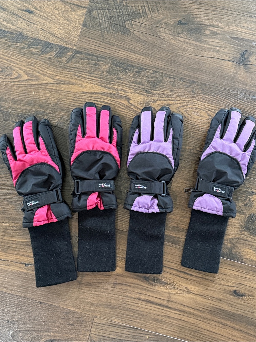 Snow Stoppers Kids Winter Snow Gloves Pink & Purple youth XL used – 2 Pair Lot